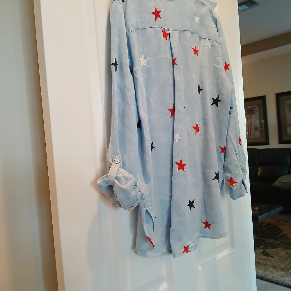 John Mark Light Blue Star Button Down Shirt - Picture 13 of 13